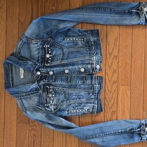 Girls Denim Jacket With Rhinestones Sz M